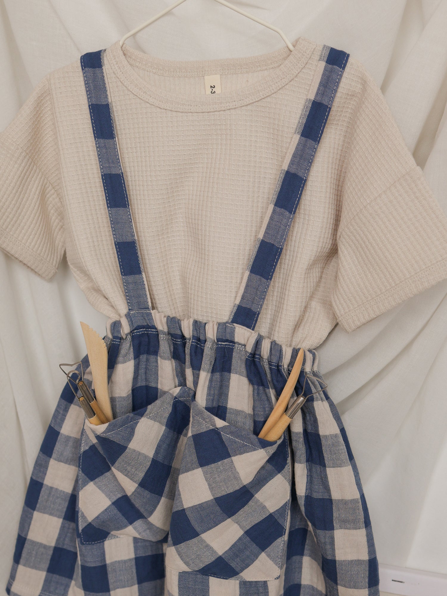 Pottery Blue Gingham Maker Crossback Skirt - Image 6